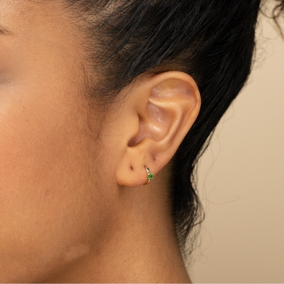 Mejuri 14K Gold Ruby Mini Hoops 14k solid gold - Picture 2 of 3